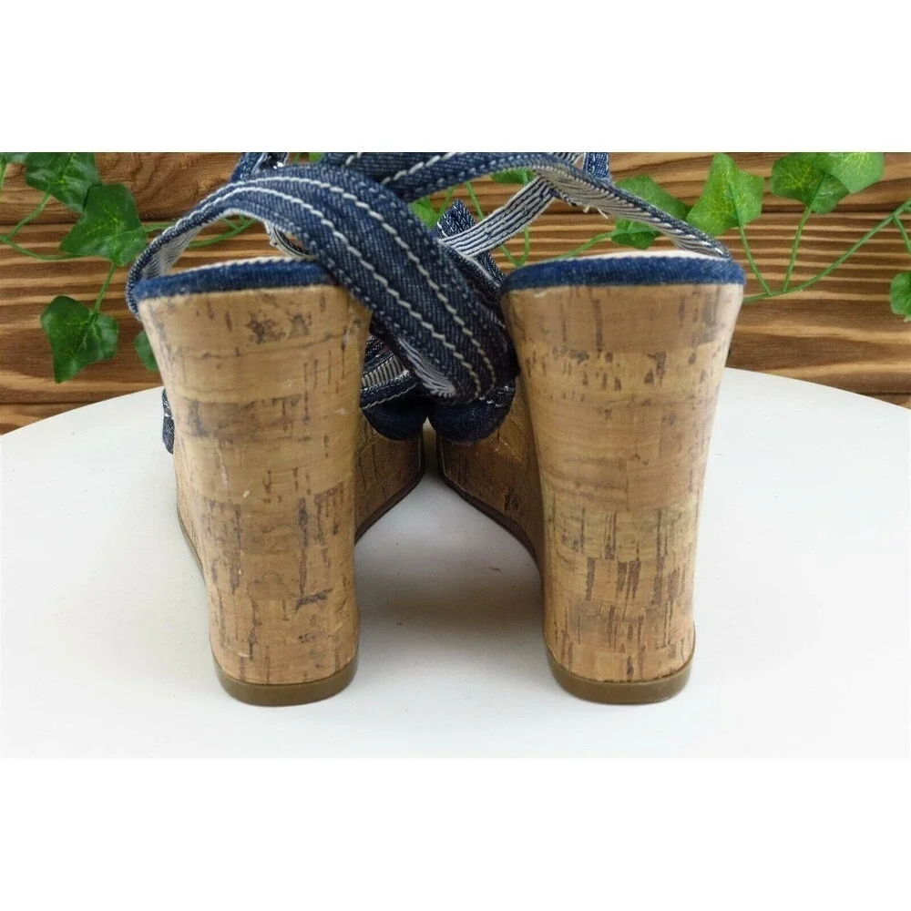 Tommy Hilfiger Sz 7 M Blue Ankle Strap Fabric‎ Women Sandals